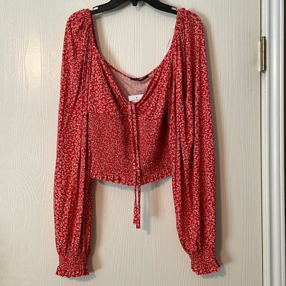 Love tree smocked peasant top